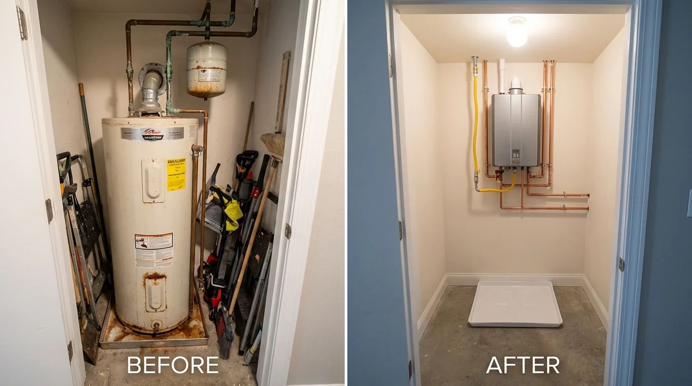 Tank water heater versus wall-mounted tankless unit comparison for Lonoke, AR homeowners